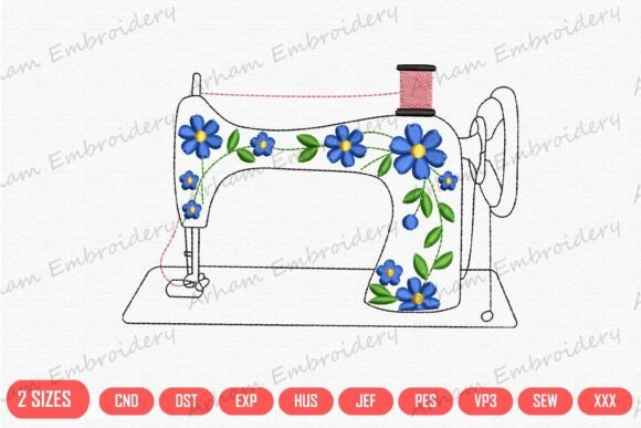 Vintage Floral Sewing Machine Embroidery Design